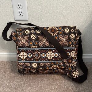 Vera Bradley Floral Brown and Orange Messenger Bag